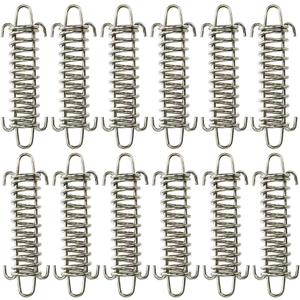 Suwimut 12 Pieces Tent Spring Buckle, Windproof Stainless Steel Rope Tensioner Awning Fixed Hook Buckle, Heavy Duty Tension Springs for Outdoor Camping, Dog Chain, Swing, Hammock Chair, Punching Bag