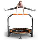 40" Foldable Mini Trampoline Load 330lbs,Portable Exercise Rebounder Trampoline with Adjustable Foam Handle,Fitness Trampoline for Adults (40 in with handrail)