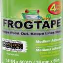 FrogTape Multi-Surface Painters Tape with PAINTBLOCK, 1.5 Inch Wide (1.41 In. x 60 Yds), Medium Adhesion, Green, 4 Rolls (240660)
