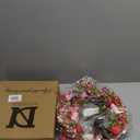 DN DECONATION Valentine's Day Decor Wreaths, Valentines Heart Shaped Wreath for Front Door 18.8 Inch with Floral Tulips and Berries, Pink Door Wreath for Outdoor Indoor Wedding Home Decorations