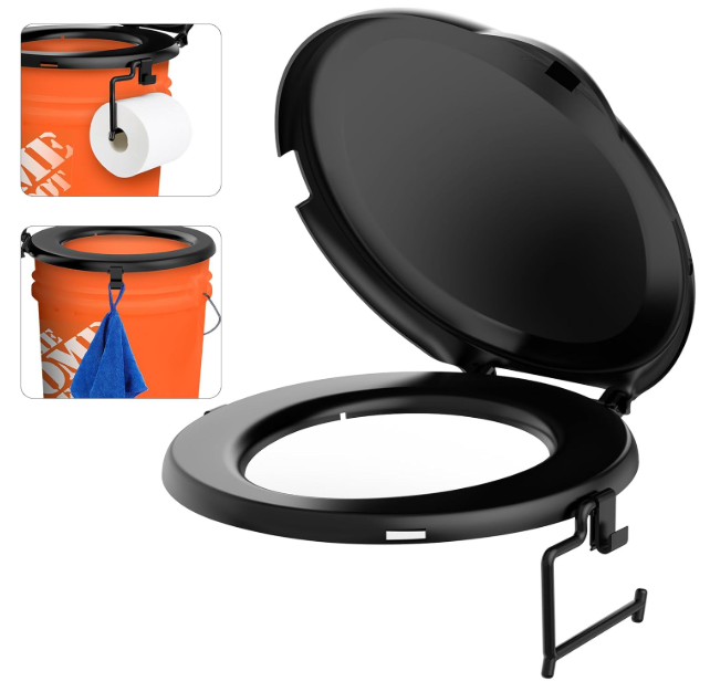 Pahtto
Portable Toilet Seat for 5 Gal Buckets, Camping Toilet with Lid for Adults, Snap-on Toilet Seat for Outdoor, Camping, Hiking, Emergency, Car, Boat (Black)