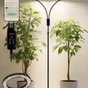 Smart Grow Lights for Indoor Plants, 48W Plant Light with Auto-Timer, Full Spectrum LED Grow Light, Adjustable Height & Stepless Dimming,Plant Assistant Suitable for Most Plants (Black (Dual Heads))