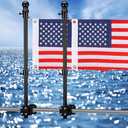 Boat Flag Pole, 48 Inch Boat Flag Pole Kit Rail Mount with 12x18 inch Embroidered American Flag, No Drilling Flag Pole Holder for 0.5-1.1 Inch Rails