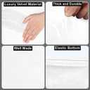 2pcs Toilet Lid Cover, Stretch Velvet Toilet Seat Cover for Bathroom, Ultra Soft Toilet Cover Luxury Velvet Machine Wash, Fits Most Round, Elongated and Oblong Lids, Bathroom Decor, White