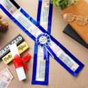 Moucuny 6 Pcs 2026 Graduation Money Lei for Cash DIY Gift Stoles Fun Way to Give Cash with 100 Transparent Bags 72 Feet Silky Ribbon Garland 6 Pcs Graduation Badge and 3 Rolls of Double-Sided Tape