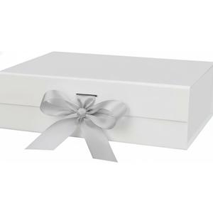13"X9"X4" Large White Magnetic Gift Box with Lid and Ribbon for Presents
