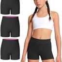 JOCMIC 3 Pack Girls Athletic Shorts Dance Gymnastics Yoga Running for Kids 4-12 Years
