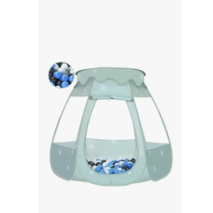 Wilhunter Baby Ball Pit for Toddler with 50 Balls, Kids Pop Up Play Tent for Girls, Princess Toys Gifts for Children Indoor & Outdoor Playhouse (Celadon: Gray/White/Babyblue, 109x90cm/50 Balls)