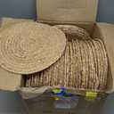 FoldTier 60 Pcs Round Placemats Bulk Plate Chargers Set 11.8 Inch Woven Placemat Rustic Braided Straw Rattan Charger Natural Water Hyacinth Place Mat for Wedding Party Table Single Tableware Use