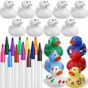 Jerify 48 Pcs 2 Inch White Blank Rubber Ducks for Kids Christmas Creative Rubber Ducks with Pens of 12 Colors for Pool Bathtub Float Cute Christmas DIY Crafts Birthday Gifts Party Favors