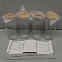 Drinking Glasses with Bamboo Lids and Glass Straw 4pcs Set - 16oz Glass Cups, Iced Coffee Glasses, Cute iced Tea Glasses, Beer Glasses, Ideal for Coffee Bar Accessories, Aesthetic Gift - 2 Brushes