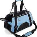 Cat Carrier,Soft-Sided Pet Travel Carrier for Cats, Dogs Puppy Comfort Portable Foldable Pet Bag Airline Approved (Small Blue)