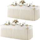 Besutolife Ivory Spandex Tablecloth for 6ft Rectangle Tables 2 Packs- Wrinkle-Resistant, Stretchable, Machine Washable - Perfect for Weddings Banquets Birthday Parties Events