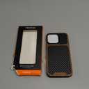 TENDLIN Magnetic Case Compatible with iPhone 15 Pro Max Case Wood Grain with Carbon Fiber Texture Design Leather Hybrid Slim Case (Compatible with MagSafe) Black