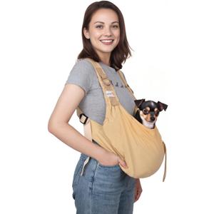 Dog Sling Carriers for Small Dogs, Carrier Sling for Cats and Puppy, Carrying Wrap Front Backpack Cat Sling, Adjustable Chest Pet Sling (Khaki)