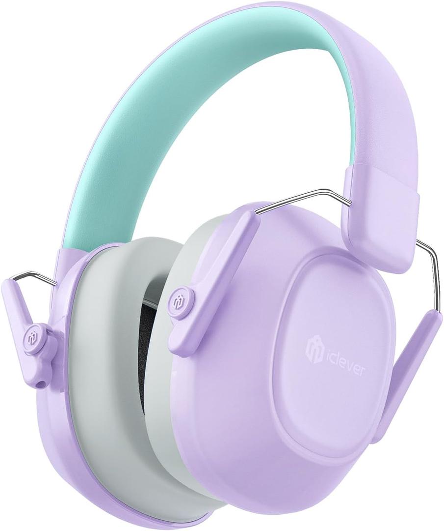 iClever Noise Cancelling Headphones for Kids Adults, SNR 29dB Safety Noise Reduction Ear Muffs for Autism Sensory &Concentration Aid, Ear Hearing Protection for Fireworks/Event/Monster Truck/Concert (Purple)