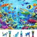 500 Piece Jigsaw Puzzles for Adults Ocean Reef Underwater Scene with Sea Turtles & Tropical Fish Puzzle for Seniors Family Challenging Puzzle with Letters on Back Perfect for Game Night (23"X15")