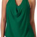 SUUKSESS Women Halter Tankini Swimsuit High Waist Cowl Neck Bathing Suit 2 Piece (L)