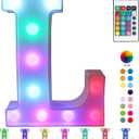 Pooqla Colorful Marquee Letters LED Light Up Letters with Remote, Party Birthday Letter with Lights Decorations for Classroom Room Dorm Home - Multicolor Letter L