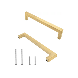 Brushed Gold Cabinet Pulls Square Dresser Handles, 5 Inch / 128mm Hole to Hole Cabinet Handles Stainless Steel Cabinet Hardware, Kitchen Drawer Pulls for Cupboard Wardrobe Vanity