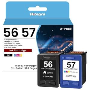 56 57 Ink Cartridges 2-Pack Replacement for HP 56 57 Ink C6656AN C6657AN for Deskjet 450 5150 5550 Officejet 5510 6110 Photosmart 7150 PSC 1110 1200 2400 Series Printers 56XL 57XL Ink, Standard Yield