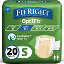 FitRight Adult Diapers, Ultra Heavy Absorbency, S (Waist Size 20in-32in), 20 Count, OptiFit Incontinence Briefs for Men and Women, Disposable, Moisture-Wicking, Leak Protection,