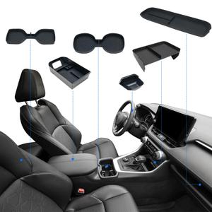 ELECFRESH 6PCS Center Console Organizer Tray for 2025 2024-2019 Toyota RAV4 Accessories, Armrest Storage Box, Driver Storage Drawer, Passenger Storage Mat Console Cup Holder Inserts for Toyota RAV4