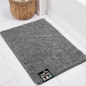 KANGAROO Bathroom Rugs, Chenille Soft Absorbent Bath Rug, Shaggy Shower Mat, Quick Dry Machine Wash Bathmat, Plush Carpet Mats for Tub, Bathtub and Room Home Decor Accessories, 24x17, Gray (Grey)
