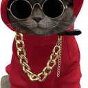 QWINEE 3Pcs Dog Hoodie Cat Apparel Dog Custume Set with Necklace and Sunglasses Pet Clothes for Puppy Small Medium Dogs Cats Red S