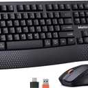 MEETION New Wireless Keyboard and Mouse, Computer Keyboard Mouse Combo, 3 DPI Adjustable Mouse Full-Sized Cordless Keyboard, for PC/Computer/Laptop/Windows/Mac, Black New 2025