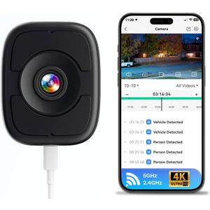 LongPlus 8MP 4K Indoor Window Camera, Safeview Window Security Camera with Night Vision Full Color, Magnetic Window Camera for Home Security,Human Car Detection,2.4/5GHz WiFi,24/7 Recording,2 Way Talk
