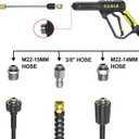 POHIR Pressure Washer Gun and Hose 3600 PSI, Pressure Washer Hose 50ft and Gun, 3/8" Quick Connect Swivel, M22 15mm/14mm Fittings, 30" Extension Wand & 7 Nozzle Tips - for Home & Outdoor Cleaning
