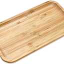 Bam&Boo Bamboo Serving Tray Natural Minimalist Rectangular (11.3 x 6.2" x 0.8") Coffee, Tea, Food, Drinks, Storage, Decor for Home, Kitchen, Bathroom