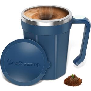 Self Stirring Coffee Mug, 18 oz Automatic Magnetic Electric Mixing Cup Stainless Steel Travel Cup for Coffee, Chocolate, Milk, Tea, Office, Home, Kitchen (Blue)
