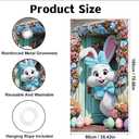Cmialusie Door Banner Cute Bunny Floral Door Cover Spring Summer Front Door Decorations for Home Entryway Porch Party Decor 35.4x70.9 Inch (Colorful1330)