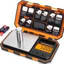 Fuzion Digital Pocket Scale, 200g x 0.01g, 6 Units Conversion Mini Scale with LCD Display, Tare Function for Food, Jewelry, Medicine, Coffee (Battery Included) (Orange)