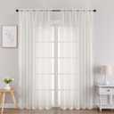 Chyhomenyc Ivory Sheer Curtains 84 Inches Long, Light Filtering Solid Color Window Sheer Curtain Panels, Elegant Rod Pocket Curtains Drapes for Living Room Bedroom, 2 Panels, 42" W x 84" L