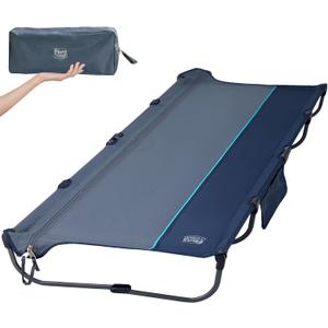 TIMBER RIDGE 20-Second Quick Set-Up Camping Cot, Lightweight Aluminum Folding Cot with Zipper Closure, Portable Carry Bag Included for Camping, Travel and Outdoors, Support up to 225lbs, Blue