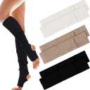 3 Pairs Cashmere Winter Dance Leg Warmers Wool Knitted Stirrup Leg Warmers for Women Girls Ballet Dance Yoga (Black, White, Khaki)