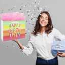 5 x Oletx 13" Rainbow Gift Bags Happy Birthday Party Favor Paper Bags Set with Tissue Paper Greeting Card for Women' Birthday Party, Wedding, Anniversaries, Monther's Day