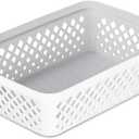 Glad Plastic Storage Basket Set - Multipurpose Drawer Trays, Kitchen Pantry Containers, and Bathroom Bins - 2 Pack Medium Organizers, White