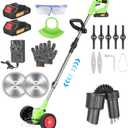 Cordless Garden Strimmer, 21V Electric Grass Trimmer 2x2.0Ah Battery Strimmer Metal Blade Cordless Strimmer, Telescopic Lightweight Grass Cutter Electric Weed Wacker for Clearing Weeds Flower Lawn
