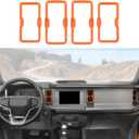 for Bronco Air Conditioning Outlet Vent Trim, 4PCS Center Console Dash AC Vent Ring Cover Compatible with 2021-2024 Ford Bronco Interior Accessories, Orange (Not for Bronco Sport)