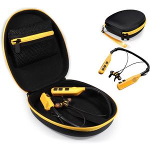 CaseSack Case Compatible with DEWALT Neckband Headphones and 2-in-1 Neckband Headphones w/Built-in Speakers (Black with Yellow Zip)