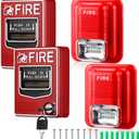 4 Pcs Fire Alarm Pull Station Fire Warning Siren 12/24V DC Sound and Light Emergency Alarm Dual Action Manual Call Point with Key Security Horn Buzzer for Home or Office