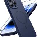 FNTCASE for iPhone 14 Pro Max Case Blue: [Compatible with Magsafe] Solid Matte Magnetic Phone Cover with [Full Camera Protection] [Screen Protector] 14FT Military Grade Shockproof Protective