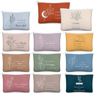 Kacctyen 12 Sets Positive Affirmation Gift Set Inspirational Makeup Bags Affirmations Mirrors Bulk Women Gifts Thank You Employee Appreciation Gifts for Women Teacher Nurse(Morandi)