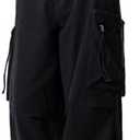 WZIKAI Women's Parachute Cargo Pants Y2K Baggy Cargo Pants Wide Leg Casual Joggers with Pockets S