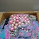 MARTINE MALL 6FT Pop Up Christmas Tree with 180 Warm Lights Silver Collapsible Foldable Flocked Christmas Tree Pull Up Fully Decorated Xmas Trees with 66PCS Christmas Ornaments for Home Indoor Outdoor