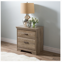 Versa 2-Drawer Nightstand, Materials: Laminated particleboard
Care Instructions: Clean with a soft dry cloth
Dimensions: 23 x 17.75 x 25.25 in.
Brand: South Shore Furniture